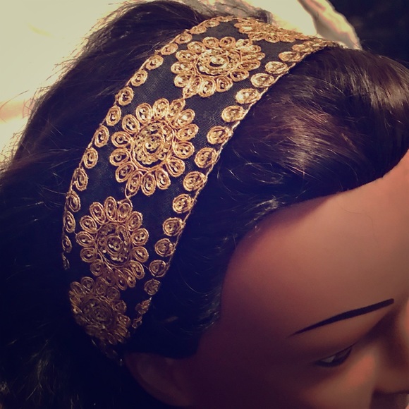 Hand Crafted Other - Gold embroidered headband NWOT